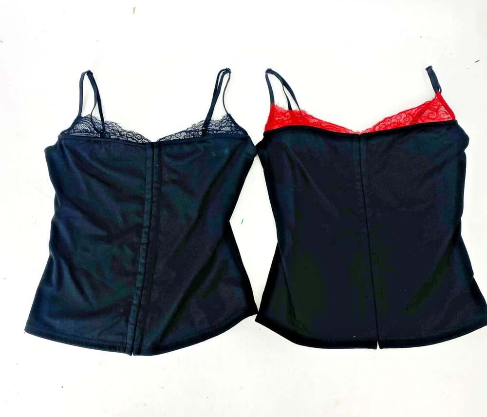 Lot 2 Women's Corset Tops M Black Red Lace Bustier Gothic Y2K Going Out